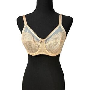 Wacoal Bra 34C ‎ Lace Retro Chic Full Figure Underwire Bra 855186 Nude Beige